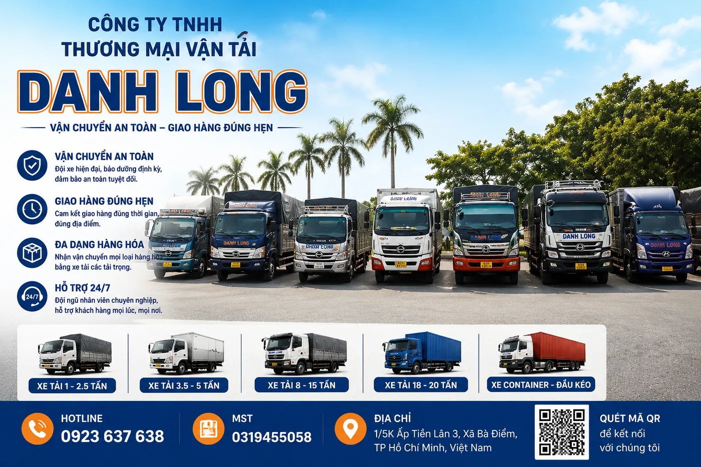 Đội xe tải Danh Long đủ tải trọng